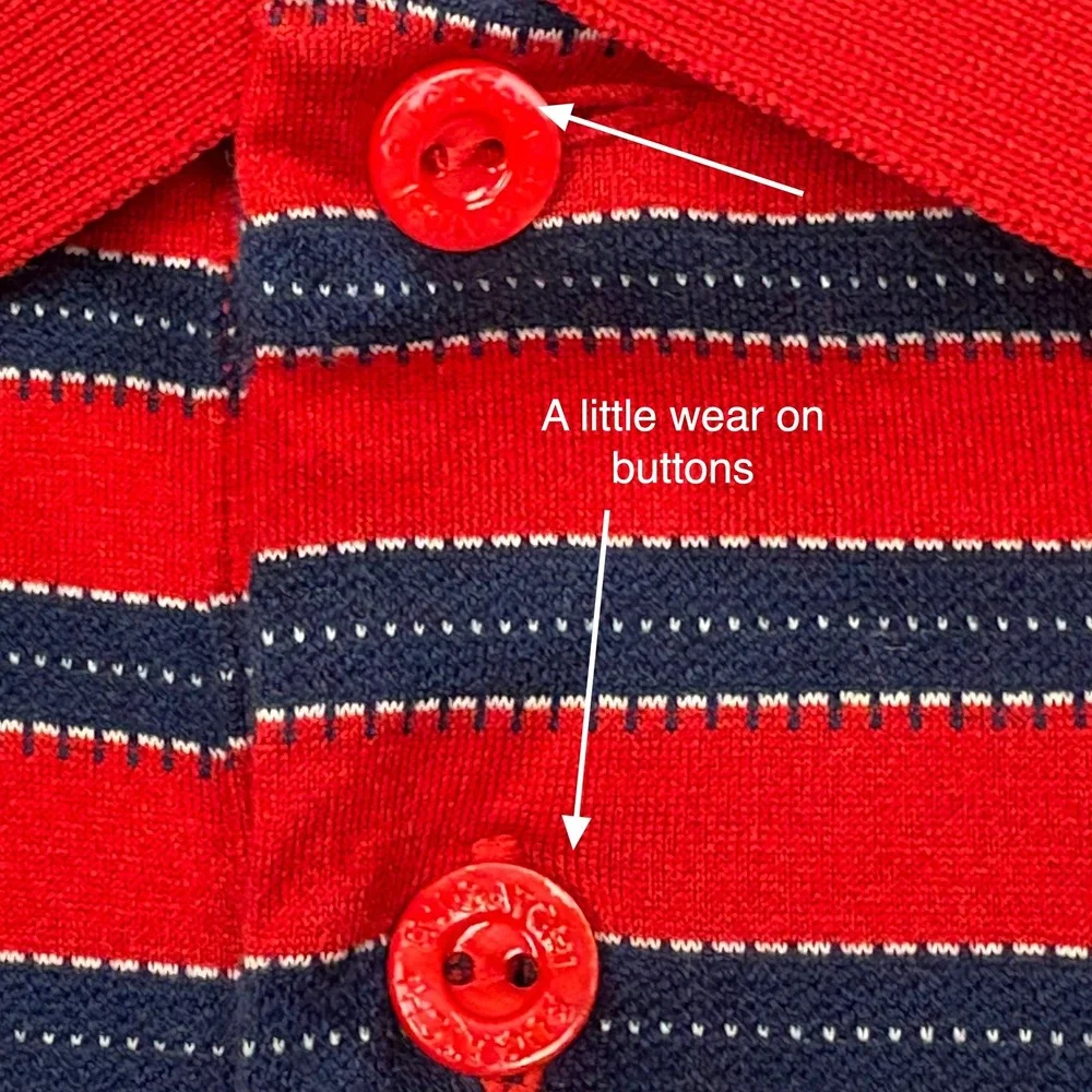 Bugatchi Uomo Men L. Red Blue Striped Polo Shirt 100% Mercerized Egyptian Cotton